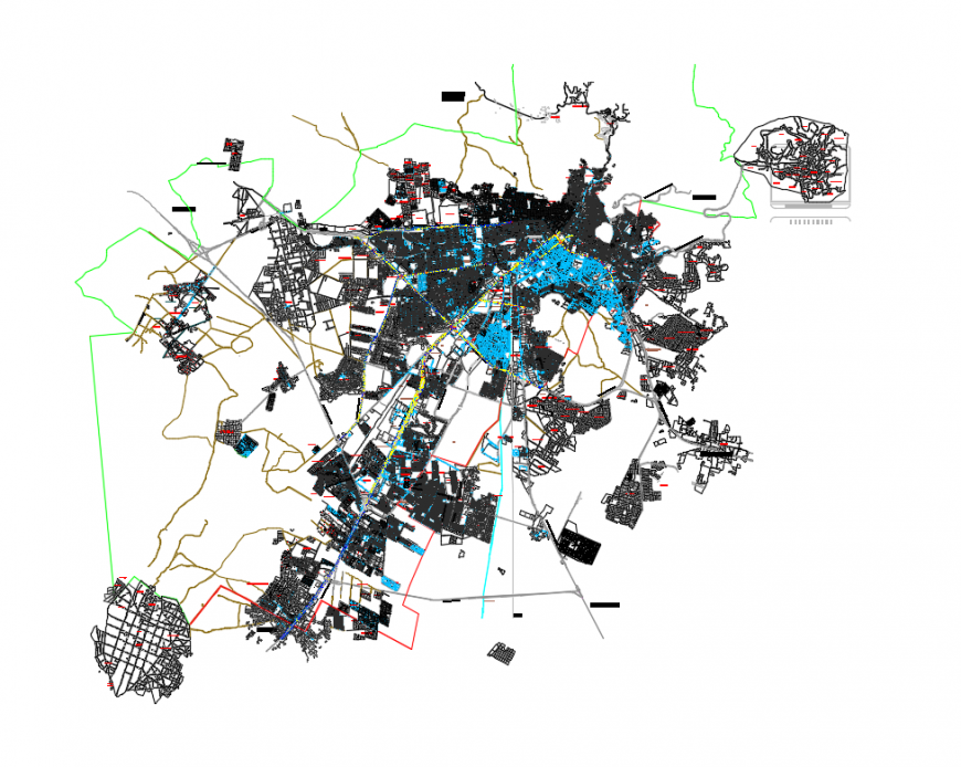 Map and town plan details of the city of Pachuca, Hidalgo cad drawing details dwg file