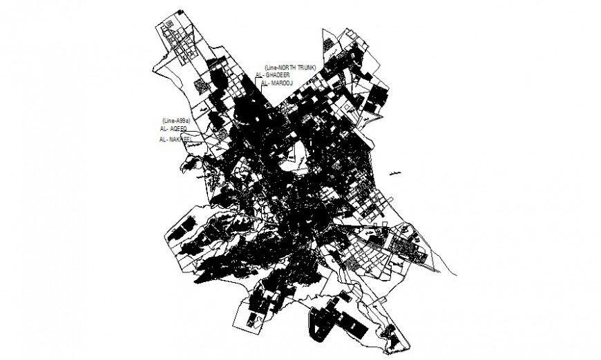 Mapping details of a landscaping area 2d drawing in autocad
