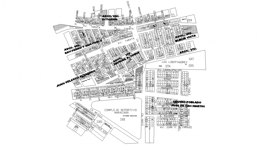 Maracana sports complex map detail in dwg AutoCAD file.