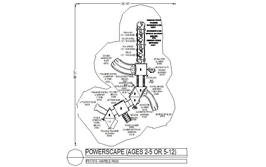 Marble pass with a view of power scape design of plan dwg file