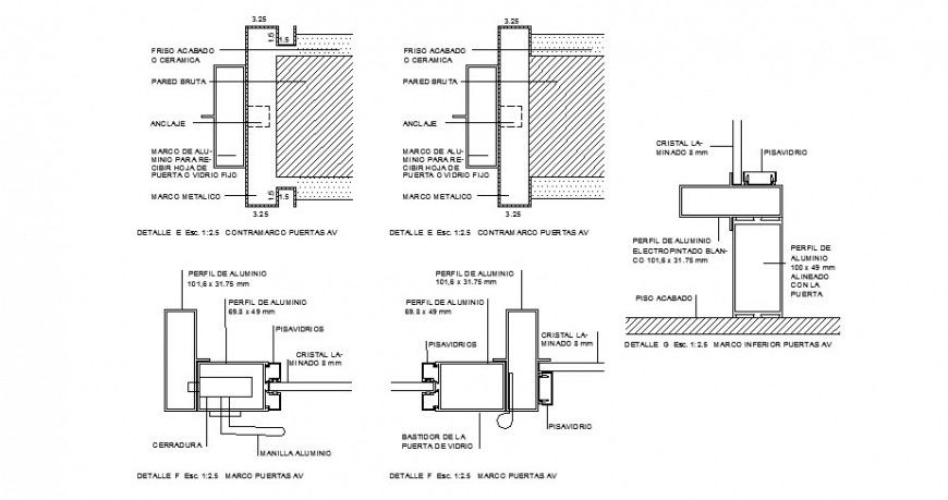 Marco door installation cad drawing details dwg file