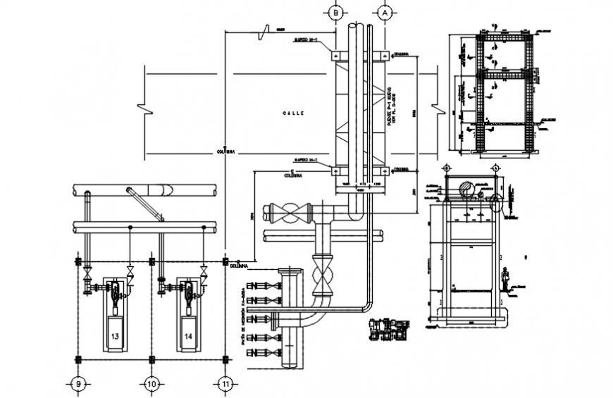 Marcom plumbing structure and construction details dwg file