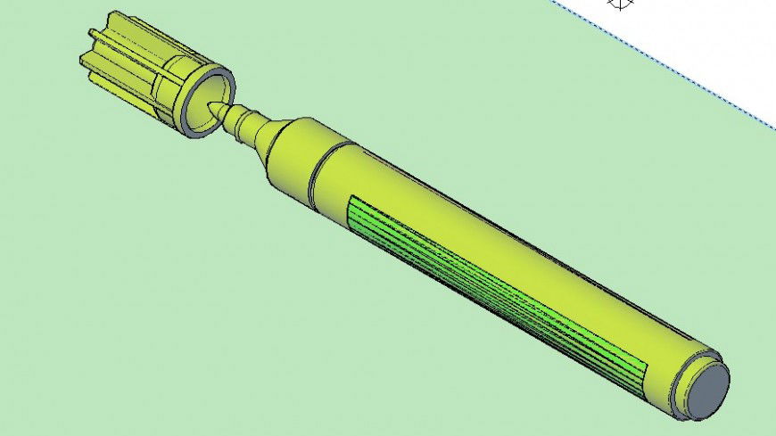 Marker pen detail 3d model layout file in autocad format