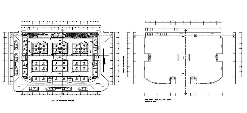 Market architecture layout plan and cover plan cad drawing details dwg file