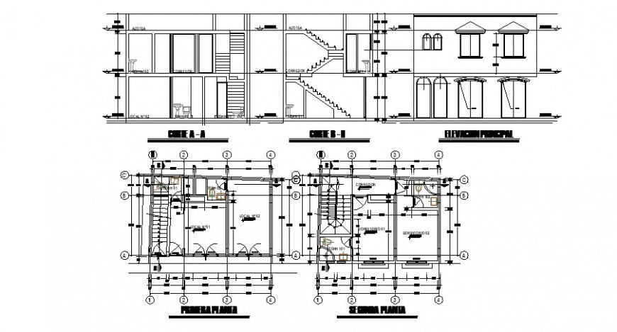 Market building detail plan, elevation and section 2d view autocad file