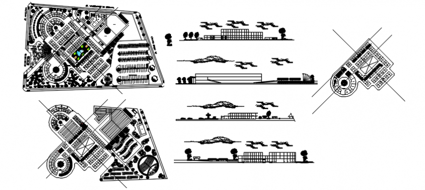 Market plan and elevation in AutoCAD software