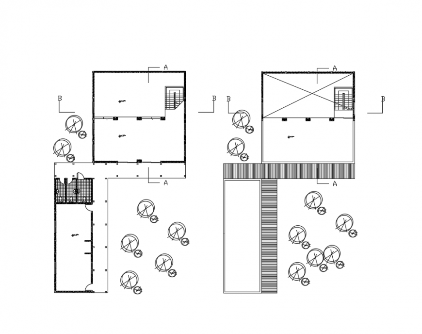 Masonry garden landscaping details with structure dwg file