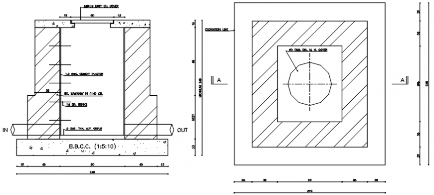 Masonry wall section and construction cad drawing details dwg file
