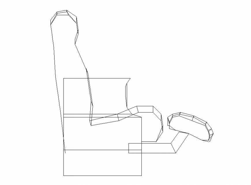 Massage Chair AutoCAD Elevation Drawing with Detailed Material Layout
