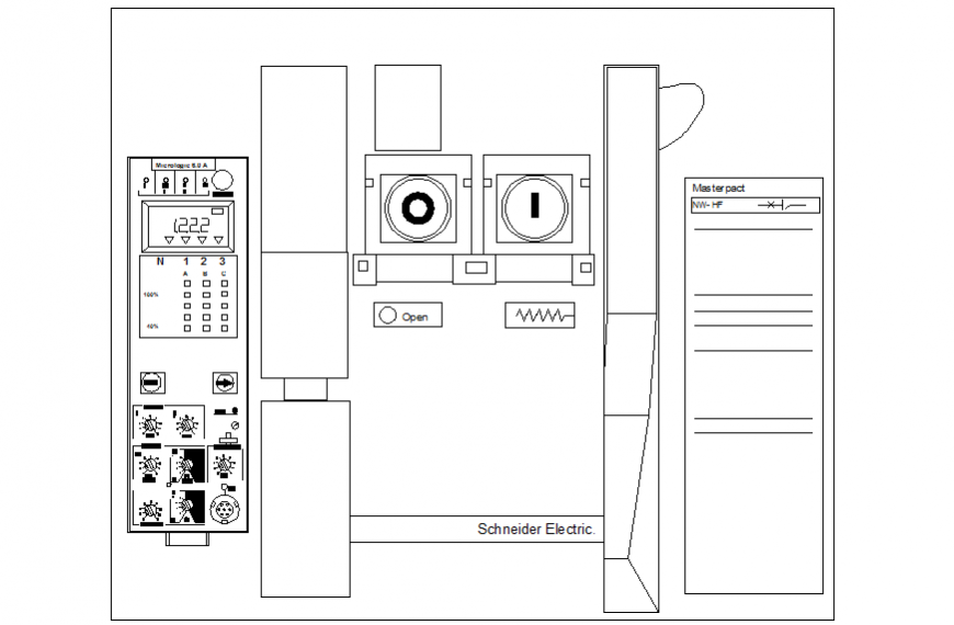 Master-pact electrical equipment cad drawing details dwg file