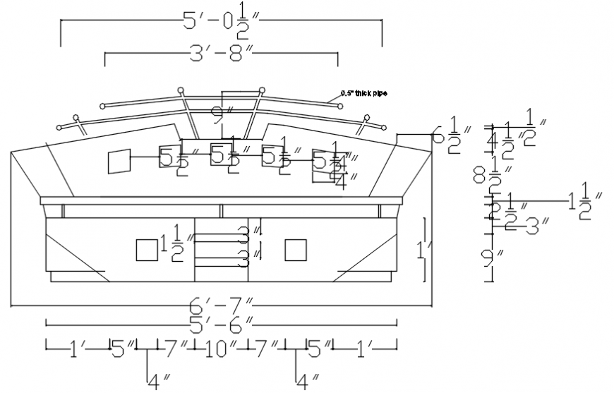 Master bed front elevation cad drawing details dwg file
