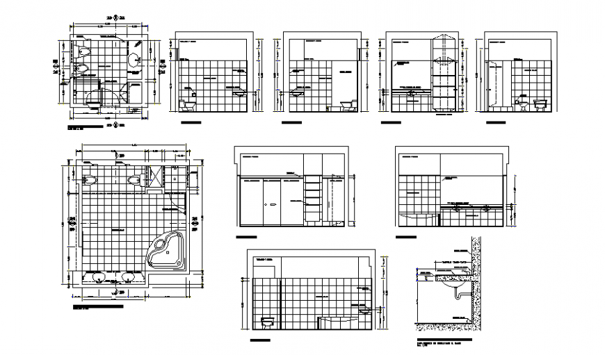 Master bedroom bathroom plan and section autocad file