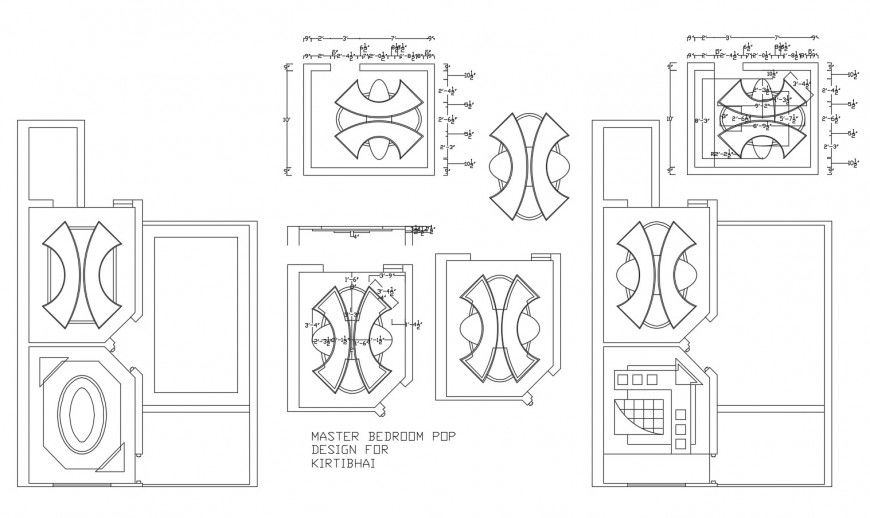 Master bedroom ceiling and pop design cad drawing details dwg file