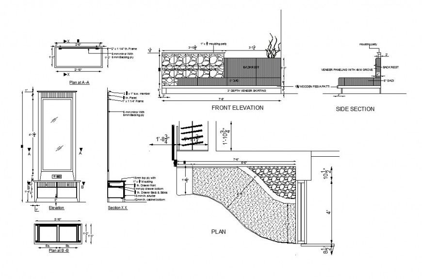 Master bedroom furniture cad drawing details dwg file