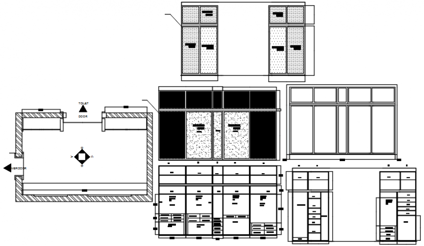 Master bedroom general plan and furniture cad drawing details dwg file