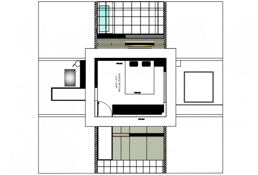 Master bedroom layout plan along with furniture drawing details dwg file