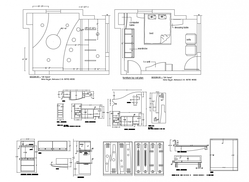 Mater bedroom layout plan and furniture cad drawing details dwg file