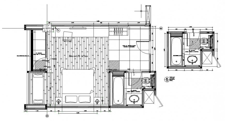 Mater bedroom layout plan details with furniture cad drawing details dwg file