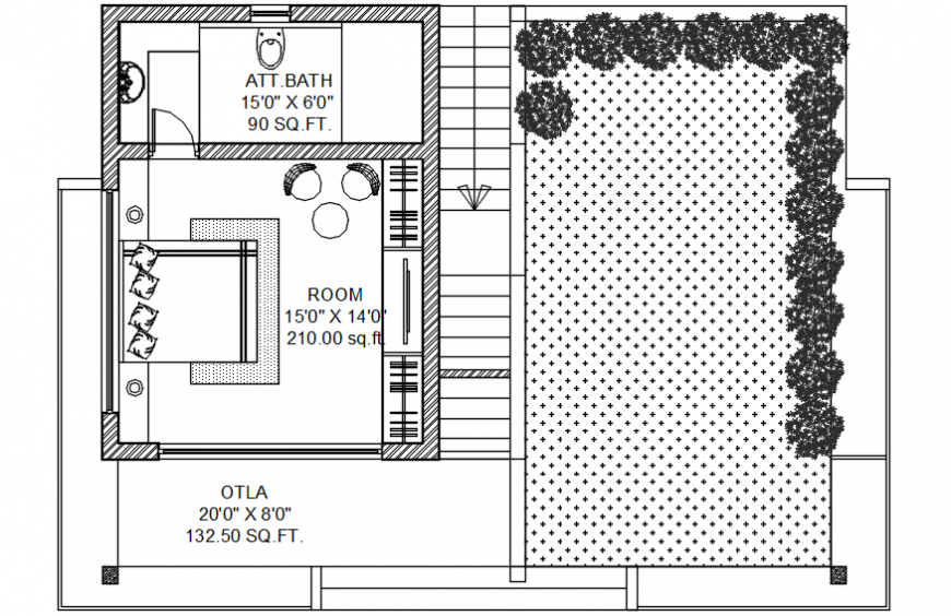 Mater bedroom layout plan with furniture and balcony drawing details dwg file