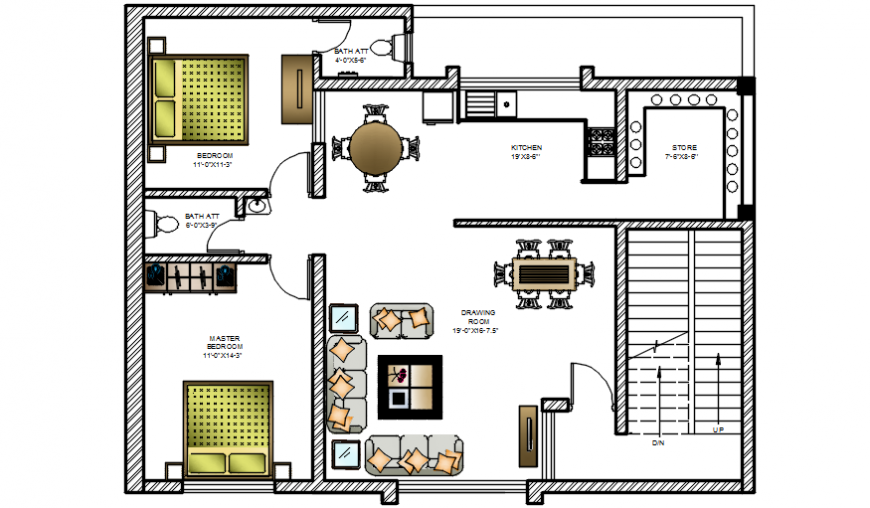 Material finish elevation detail of a house plan details