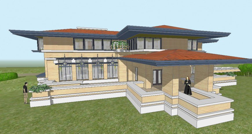 Mayer beautiful 3d residential house model cad drawing details skp file