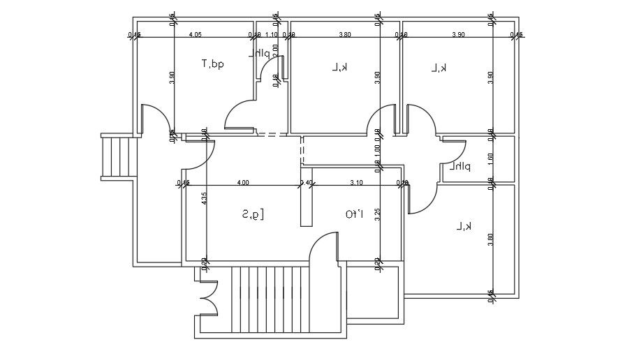 measurement Plan Of 14x10 Meter 4 BHK House AutoCAD File
