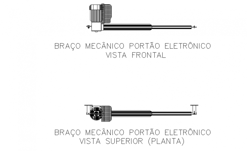 Mechanical arm electronic gate front and back view dwg file