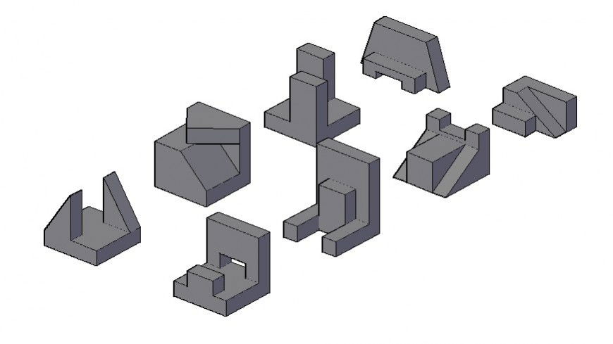 Mechanical blocks detail 3d model drawing in autocad
