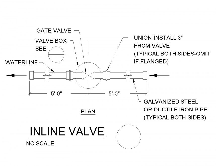 Mechanical Inline Valve plan autocad file