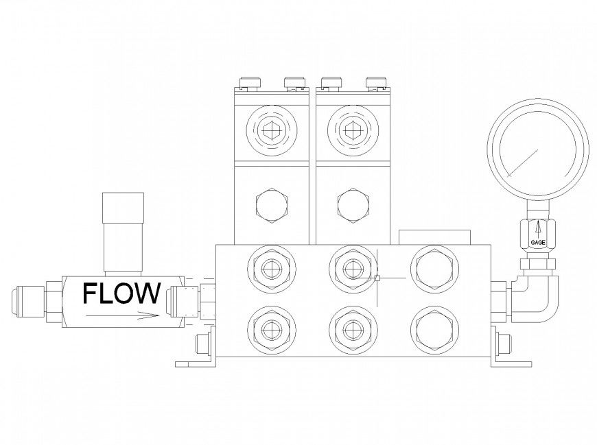 Mechanical Pump Elevation plan autocad file