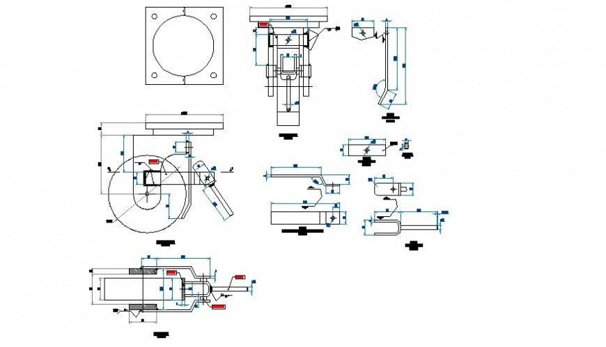 Mechanical unit block detail 2d view elevation layout file in autocad format