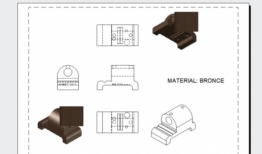 Mechanical unit detail 3d and 2d model layout file in autocad format