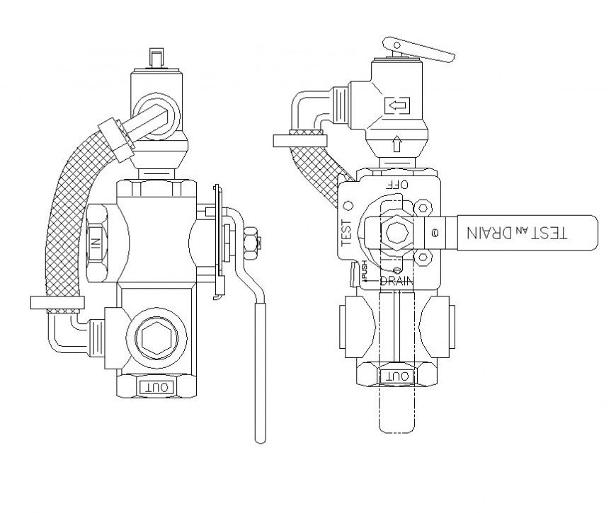 Mechanical valve detail 2d model layout CAD blocks autocad file