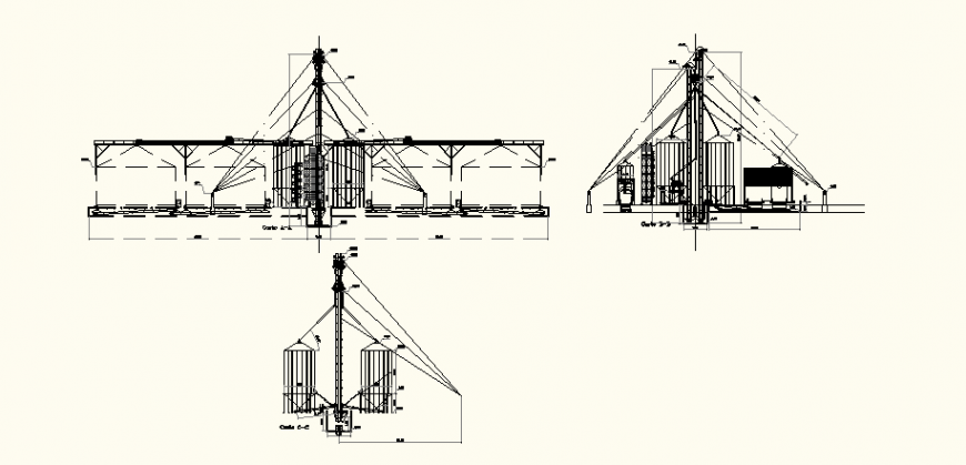 Mechanization of silos detail section dwg file