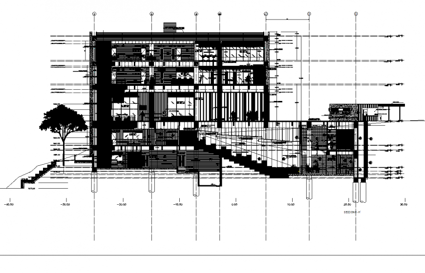 Media library section plan detail dwg file
