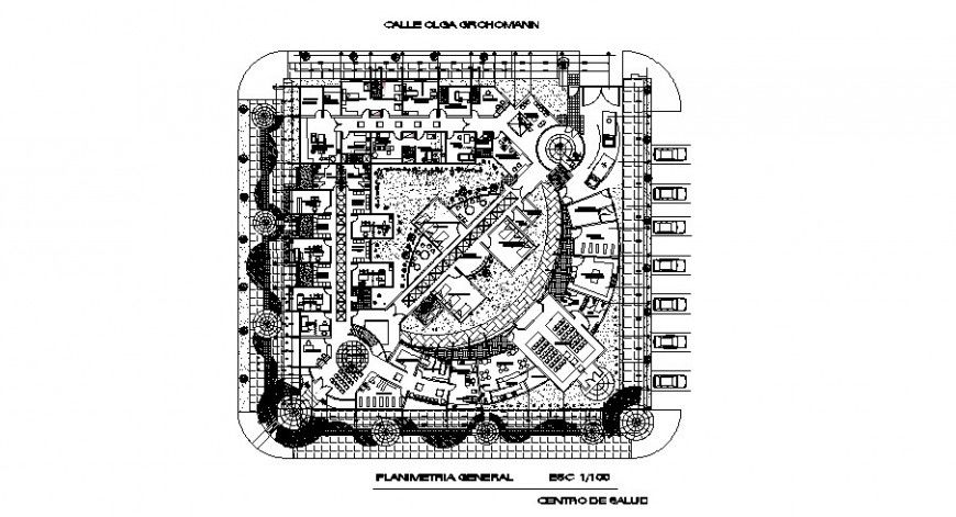 Medical center general planimetry distribution plan cad drawing details dwg file