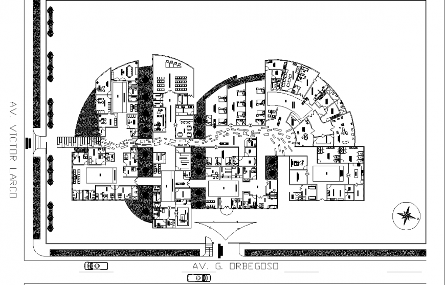 Medical center site plan drawing in dwg file.