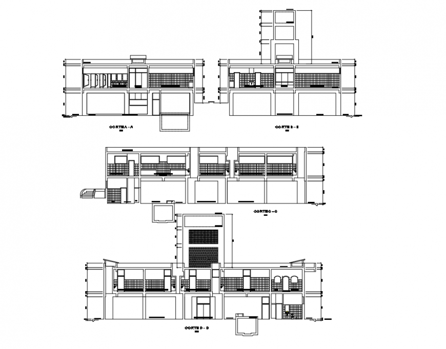 Medical clinic all sided sections cad drawing details dwg file