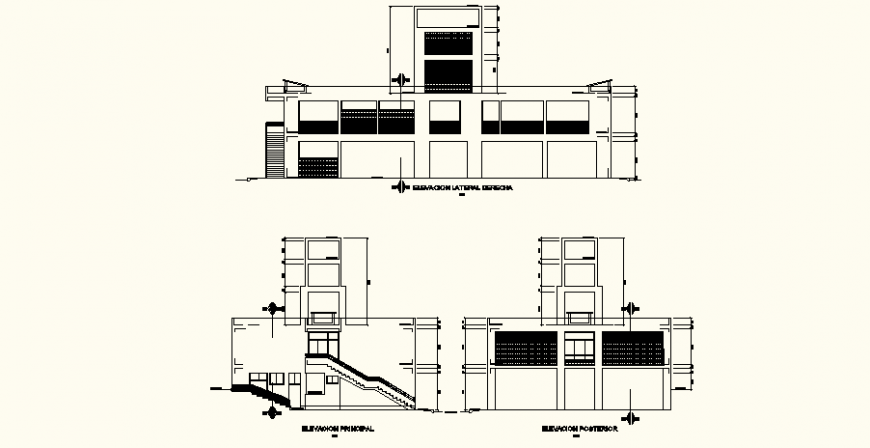 Medical clinic exterior elevation drawing in dwg AutoCAD file.