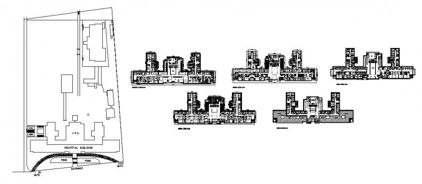 Medical College building working plan with site plan detail in Autocad software