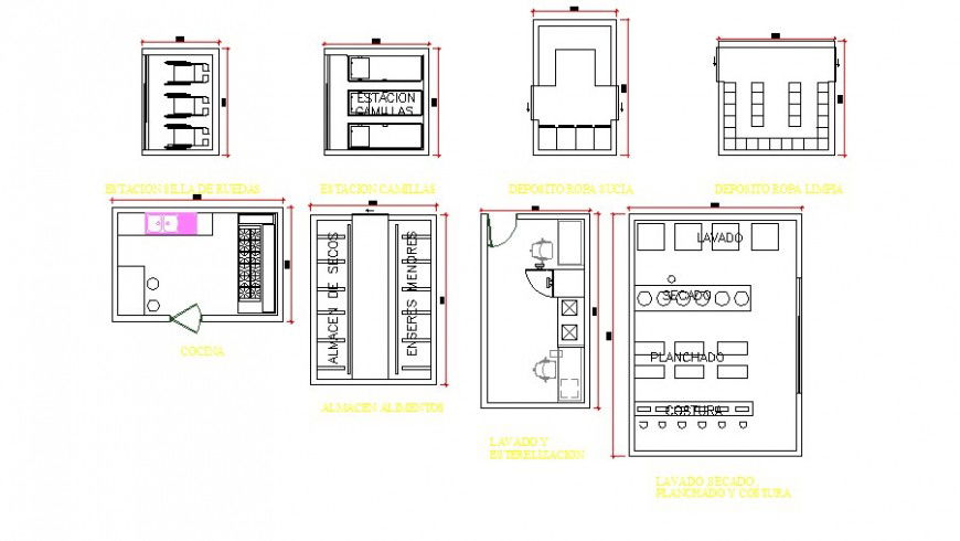 Medical departments and furniture blocks cad drawing details dwg file