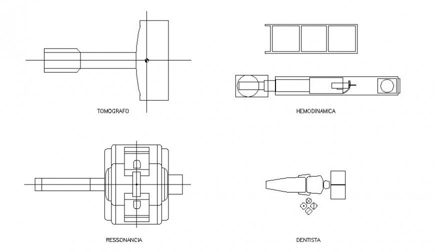 Medical equipment detail plan drawing in AutoCAD file.