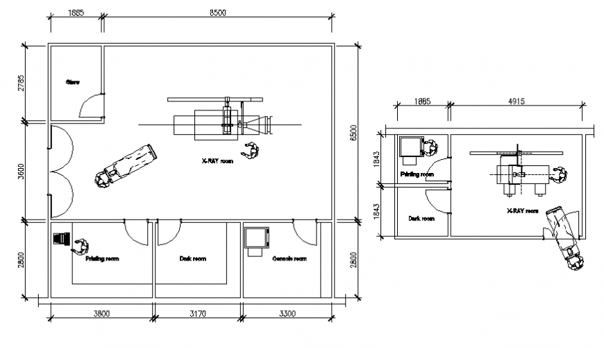 Medical hospital x-ray room layout plan details dwg file