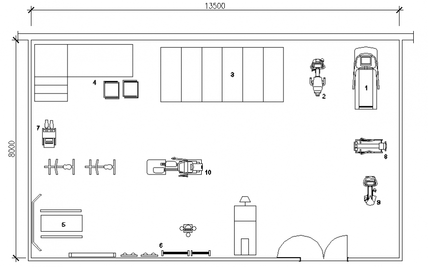 Medical physiotherapy gym layout with interior plan detail in CAD File