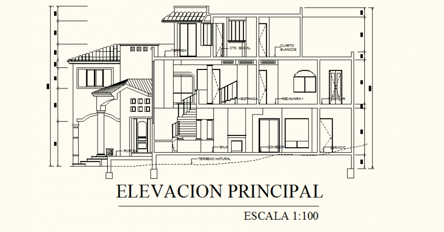 Medieval architecture style bungalow drawing in dwg AutoCAD file.