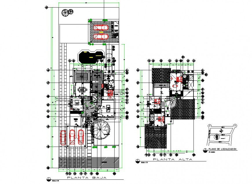 Medieval architecture style bungalow layout plan in dwg AutoCAD file.