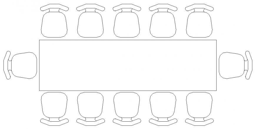 Medium Conference Table CAD Block for Office Interiors