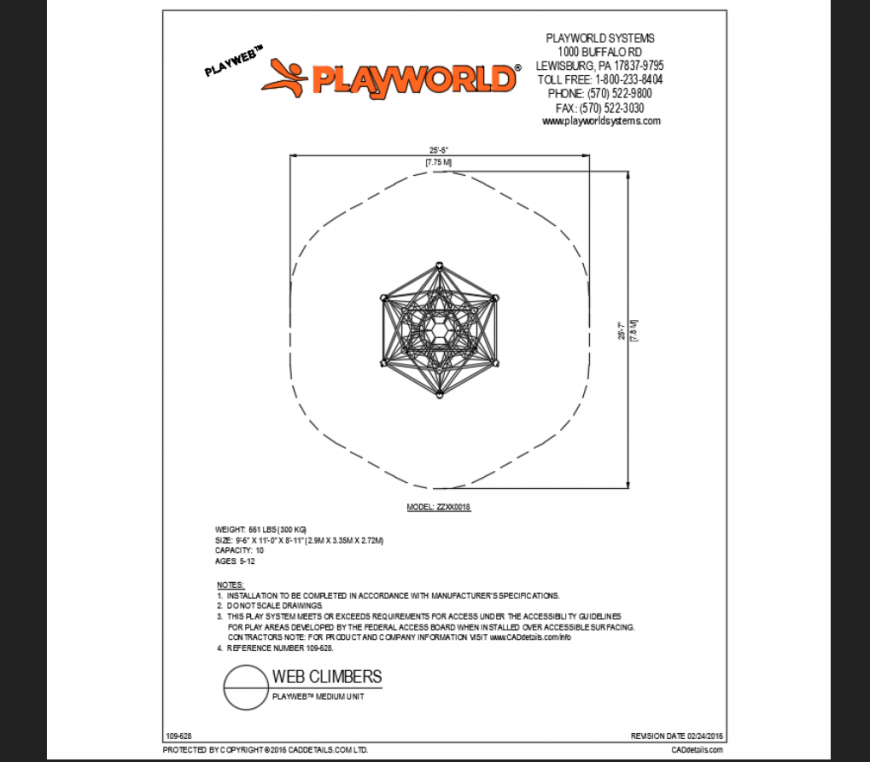 Medium unit web climber play area play equipment details dwg file