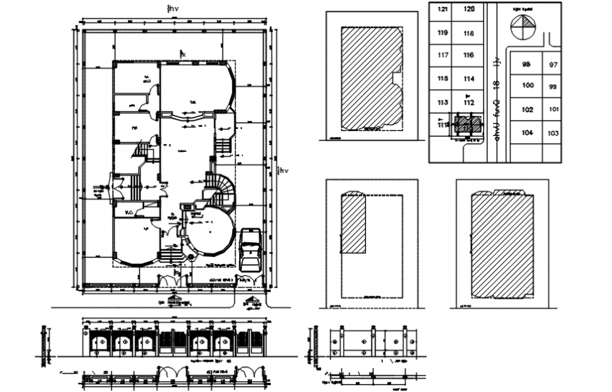 Meky villa layout plan and gate elevation cad drawing details dwg file