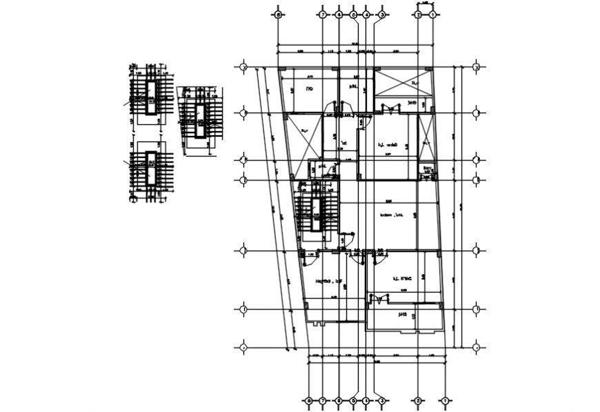 Meky villa staircase section and structure plan details dwg file
